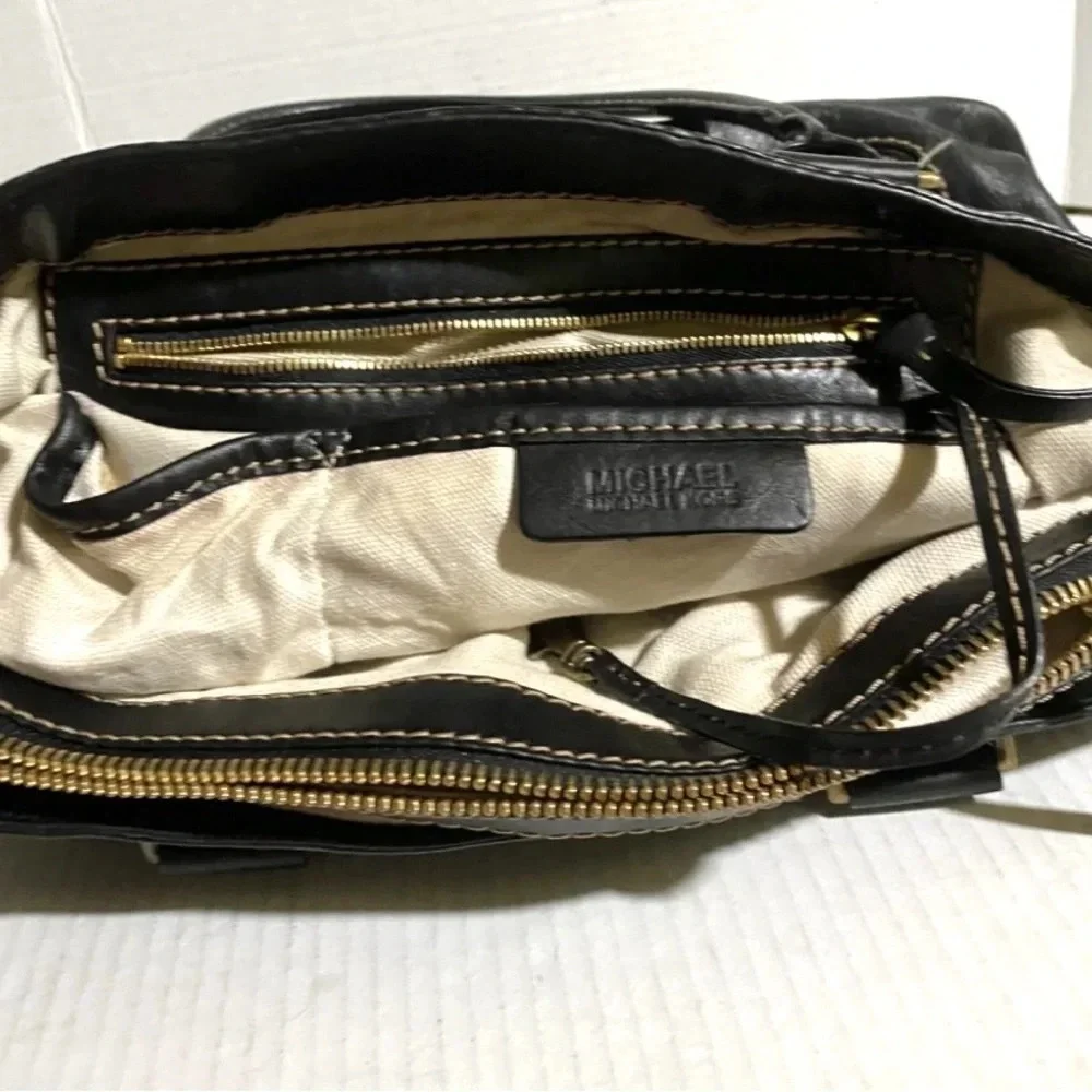Michael Kors black leather satchel handbag